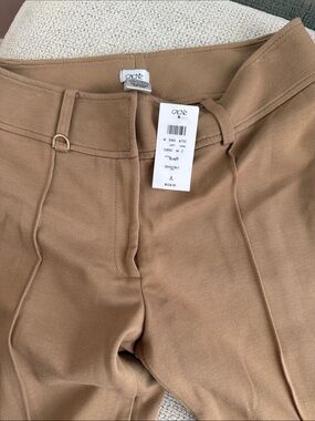 Cache Straight-Leg Pants in Camel Brown with Gold Accent